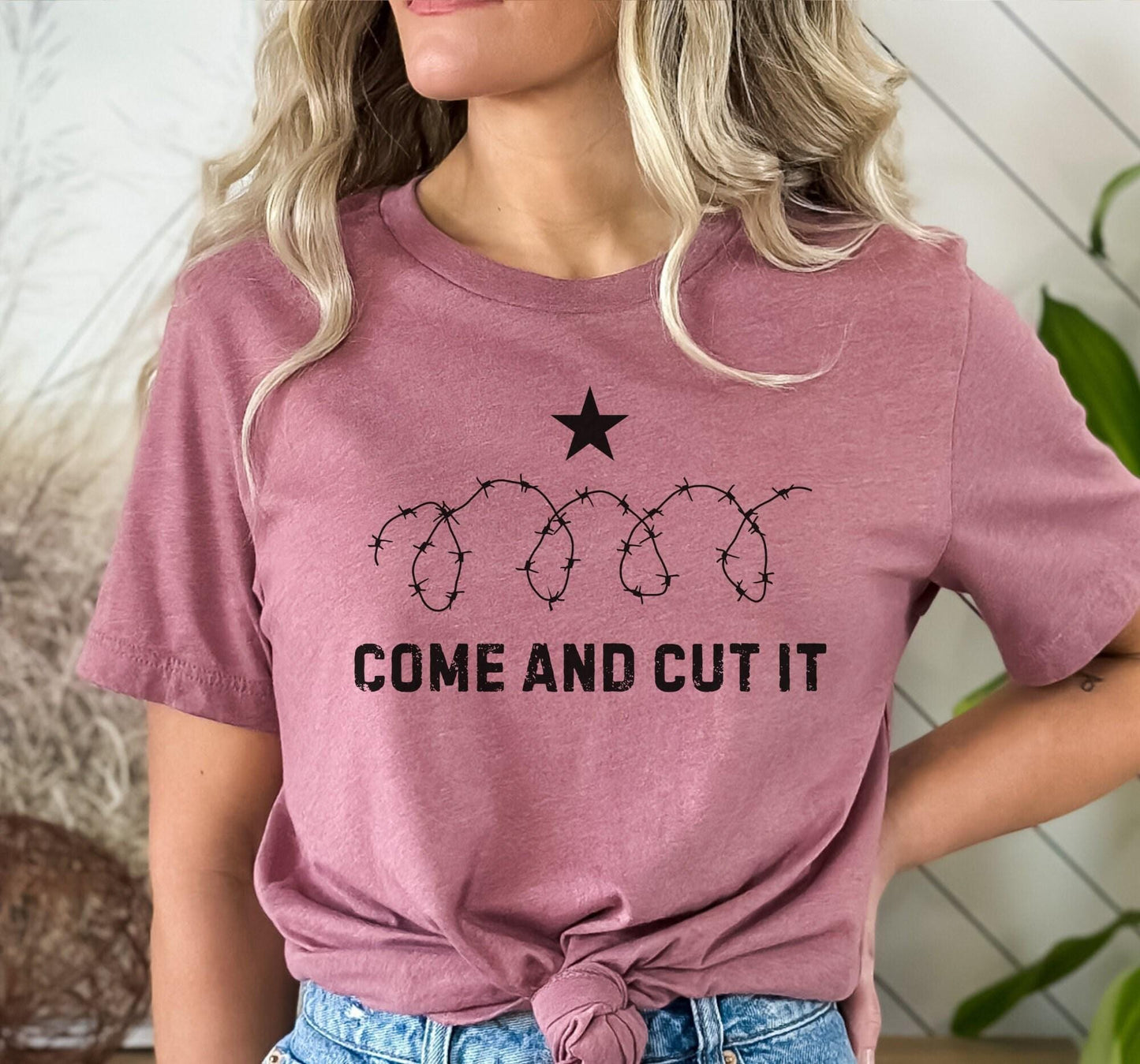 Come And Cut It Barbed Wire Political Graphic T-Shirt