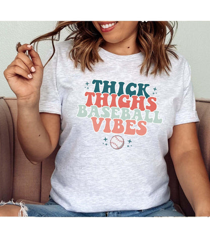 Thick Thighs Baseball Vibes Graphic T-Shirt