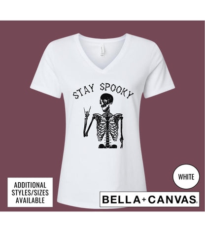 Stay Spooky Skeleton Peace Sign Halloween Graphic T-Shirt