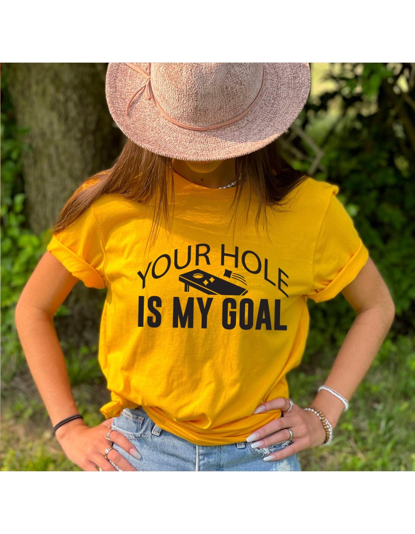 Your Hole Is My Goal Cornhole Graphic T-Shirt