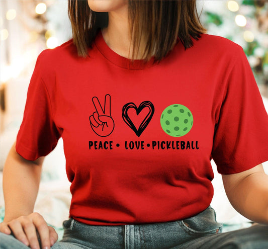 Peace Love And Pickle Ball Peace Sign Graphic T-Shirt