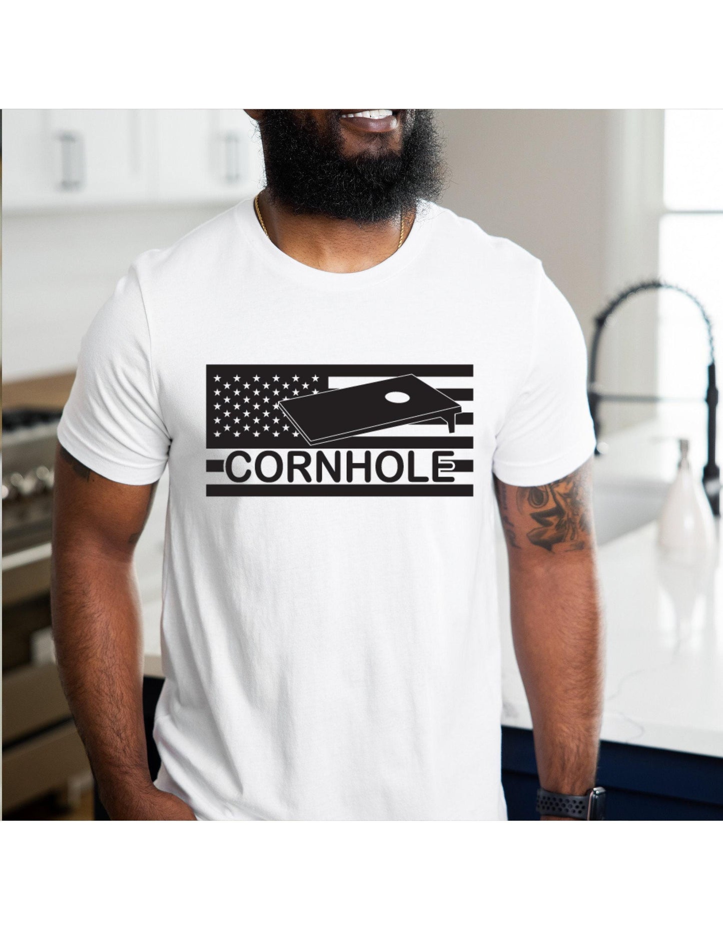 Cornhole American Flag Graphic T-Shirt