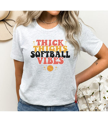 Thick Thighs Softball Vibes Graphic T-Shirt