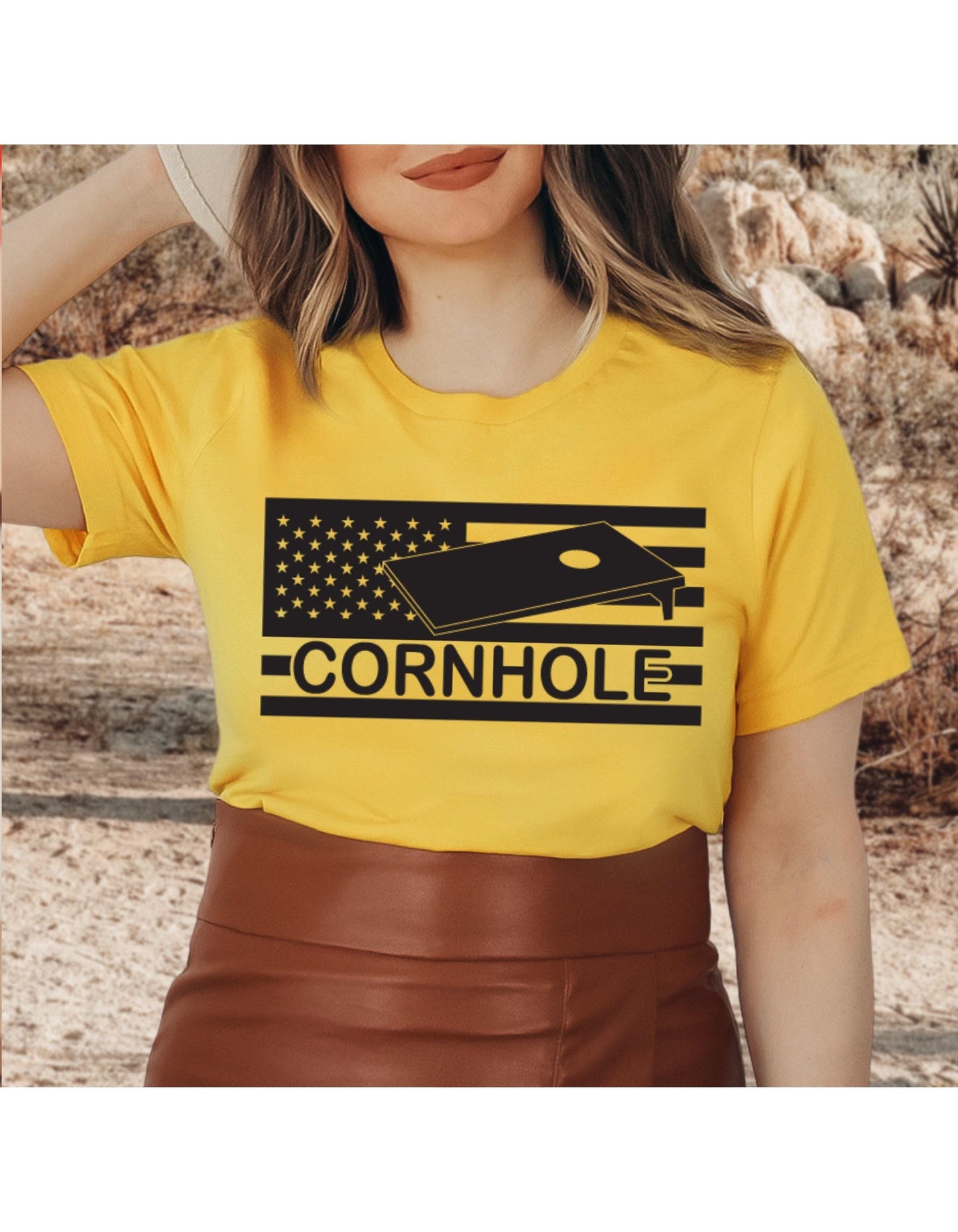 Cornhole American Flag Graphic T-Shirt