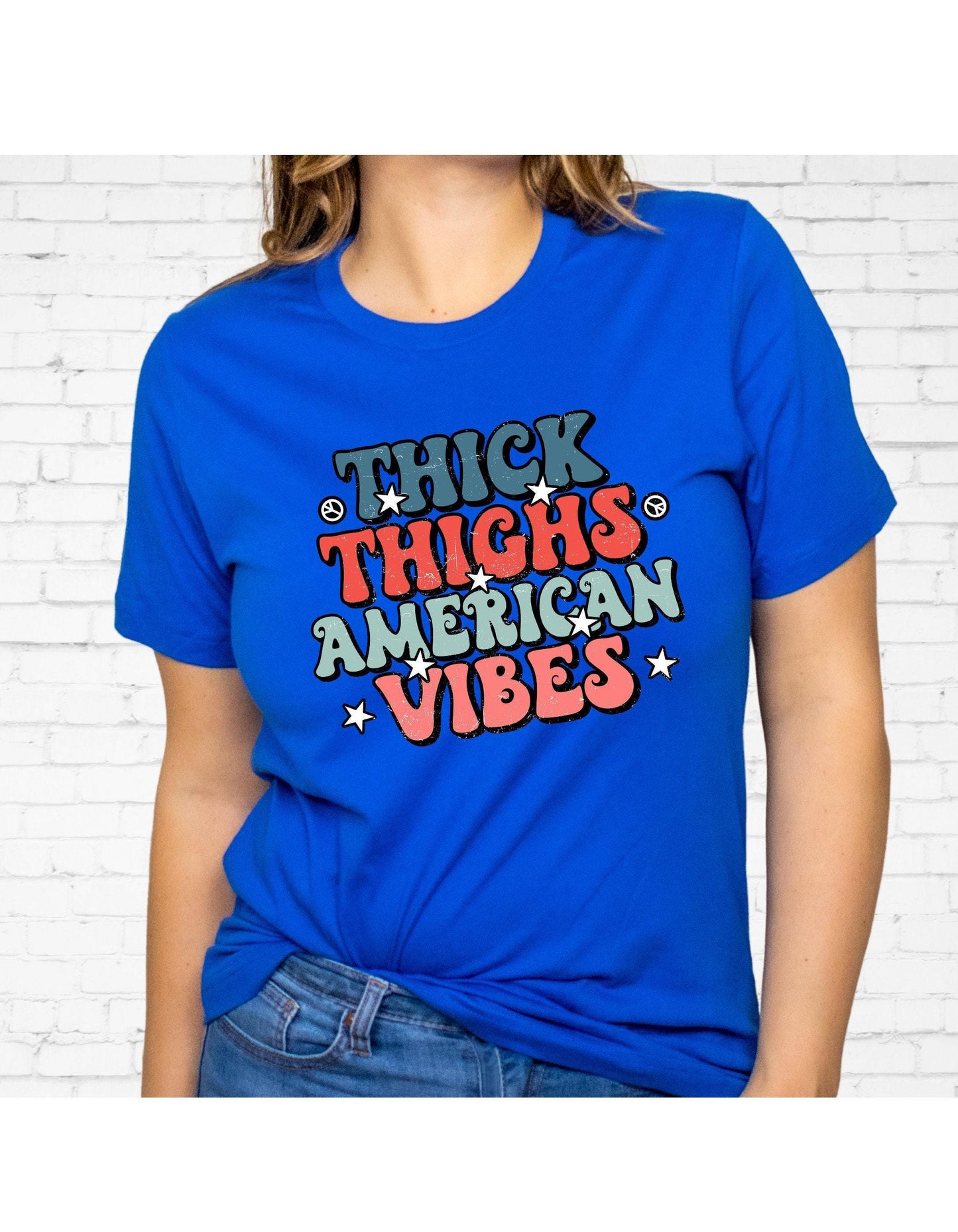 Thick Thighs American Vibes Retro Graphic T-Shirt