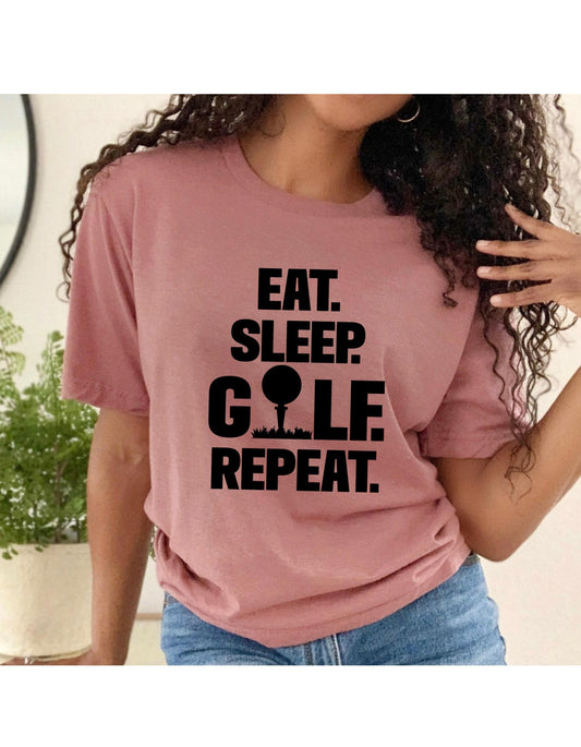 Eat Sleep Golf Repeat Golf Ball Graphic T-Shirt