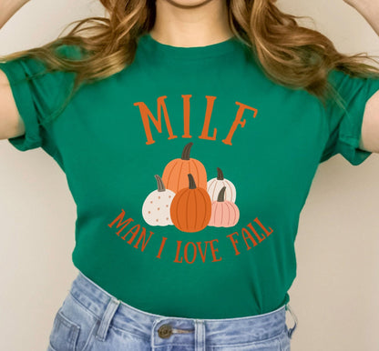MILF Man I Love Fall Pumpkins Graphic T-Shirt