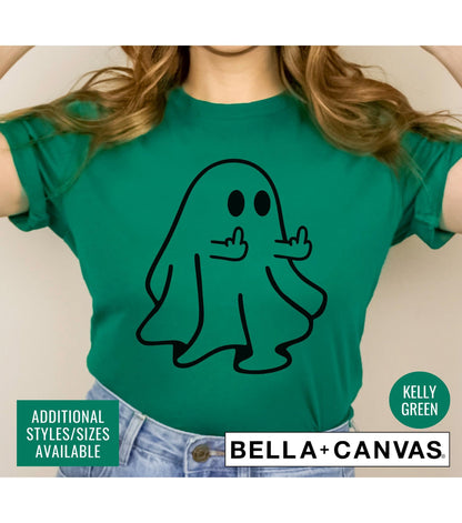 Ghost Middle Finger Halloween Graphic T-Shirt