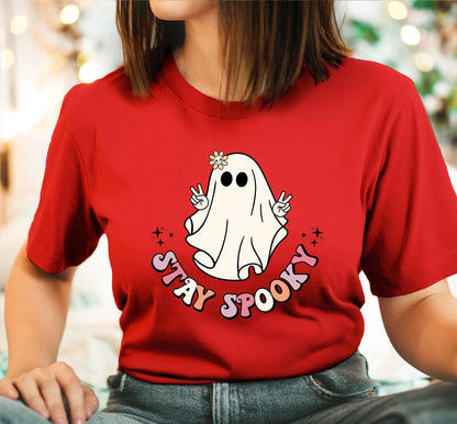 Stay Spooky Hippie Ghost Halloween Graphic T-Shirt