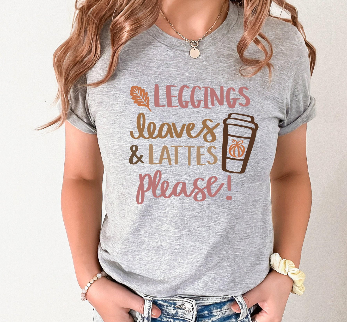 Leggings Leaves And Lattes Please Women's Graphic T-Shirt