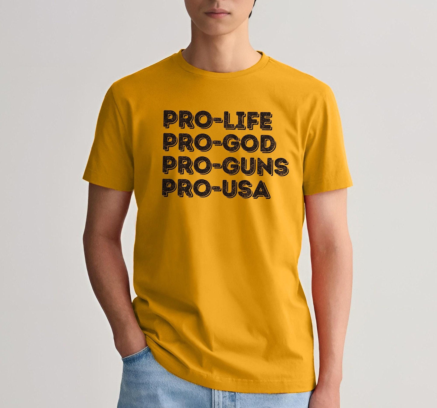 Pro-Life Pro-God Pro-Guns Pro USA Graphic T-Shirt