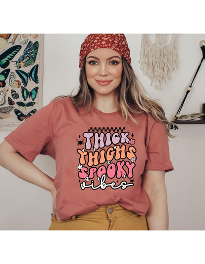 Thick Thighs Spooky Vibes Graphic T-Shirt