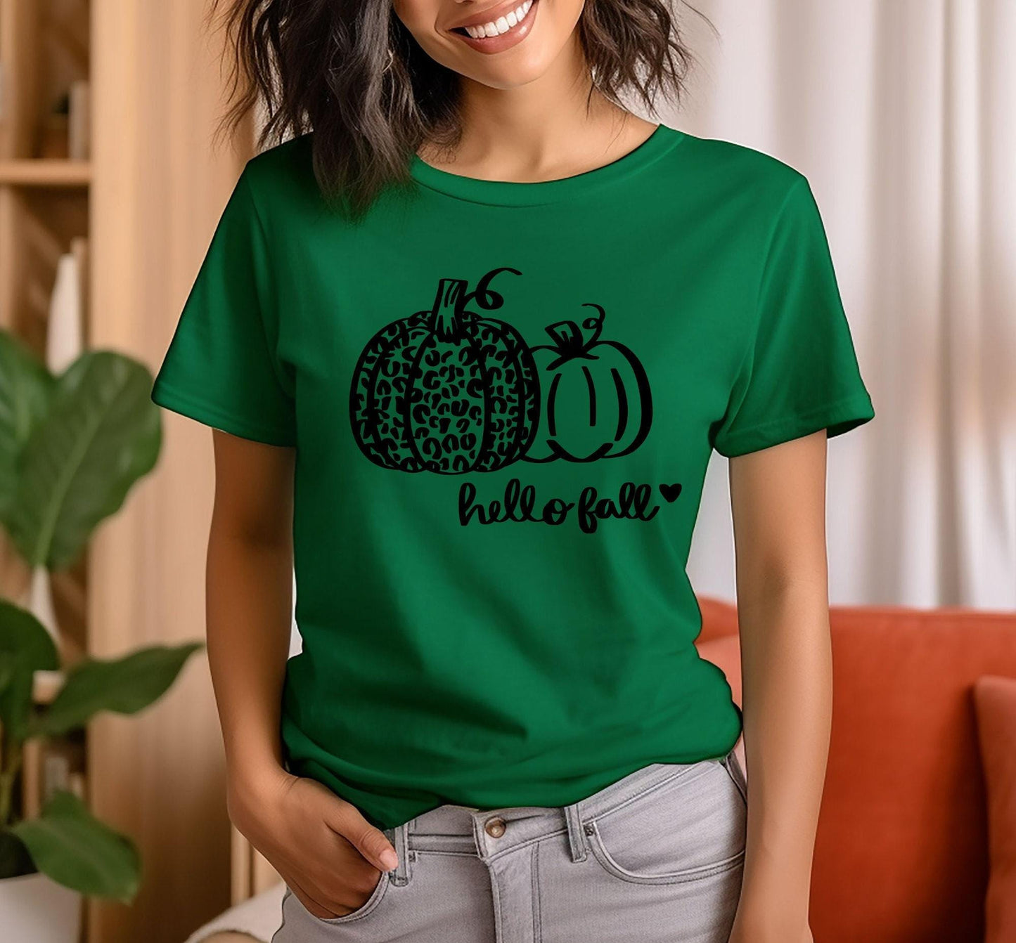 Hello Fall Pumpkin Graphic T-Shirt