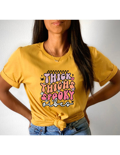 Thick Thighs Spooky Vibes Graphic T-Shirt