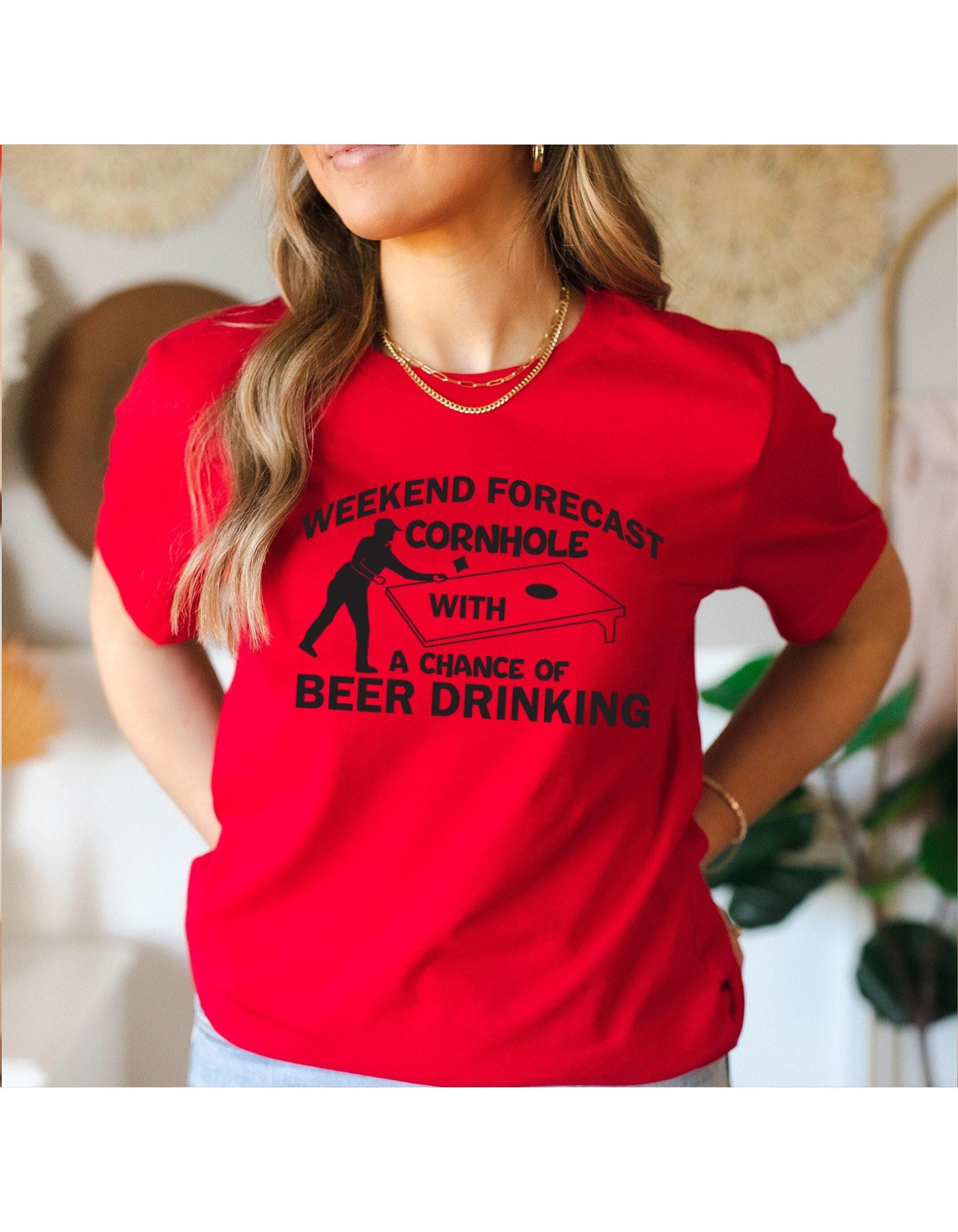 Weekend Forecast Cornhole With A Chance Of Beer Drinking Graphic T-Shirt