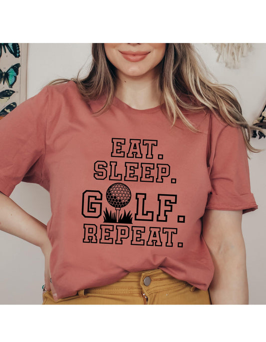 Eat Sleep Golf Repeat Golf Ball Graphic T-Shirt