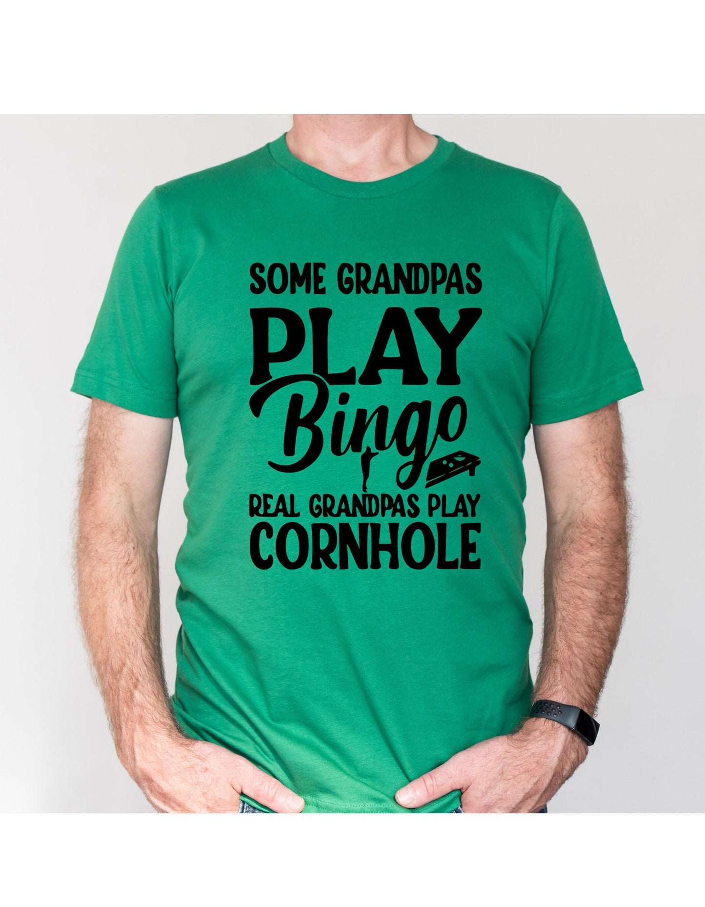Some Grandpas Play Bingo Real Grandpas Play Cornhole Graphic T-Shirt
