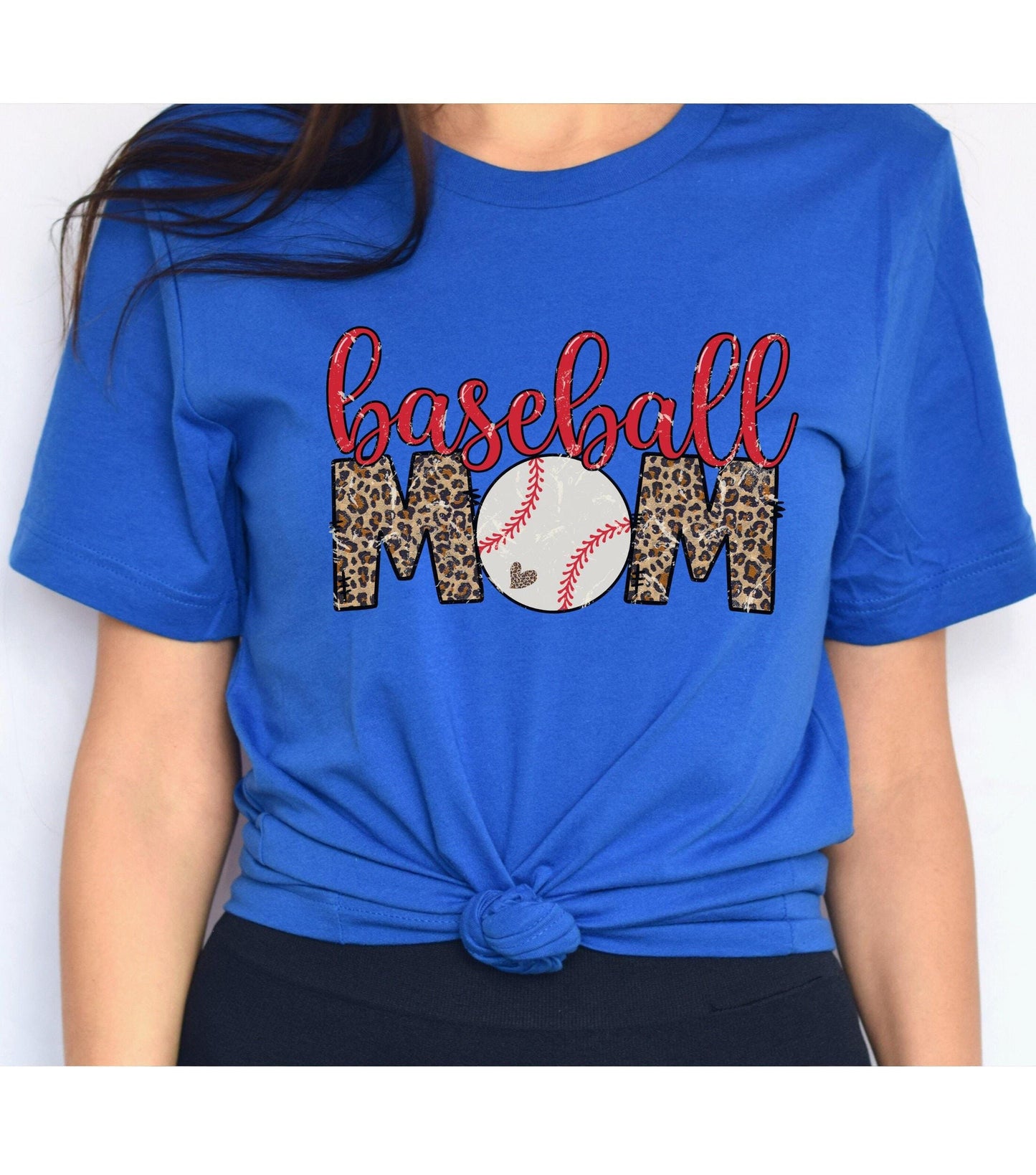 Baseball Mom Leopard Print Women's Graphic T-Shirt