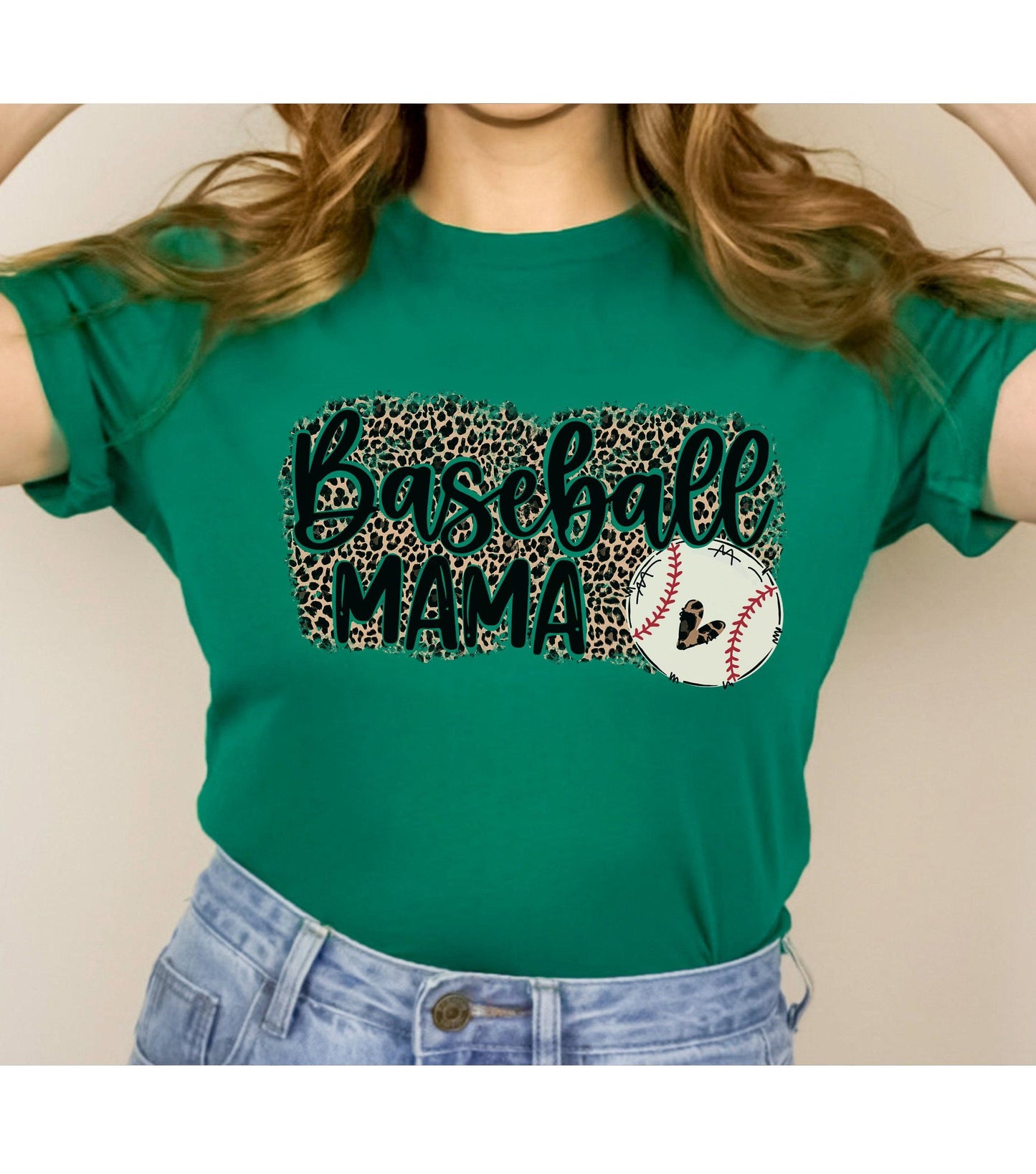 Baseball Mama Leopard Print Women's Graphic T-Shirt