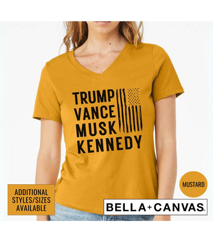 Trump Vance Musk Kennedy American Flag Graphic T-Shirt