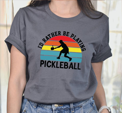 I'd Rather Be Playing Pickleball Retro Graphic T-Shirt