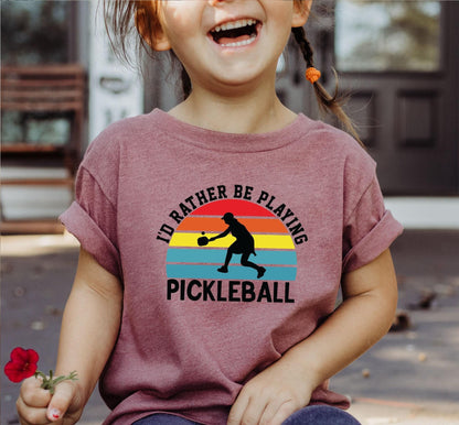 I'd Rather Be Playing Pickleball Retro Graphic T-Shirt